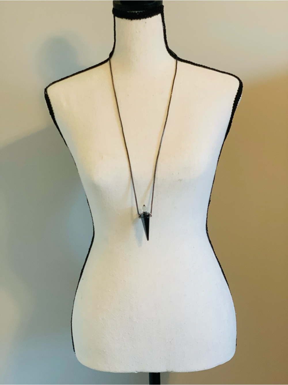 Wildfox Black Spike Pendant Long Necklace